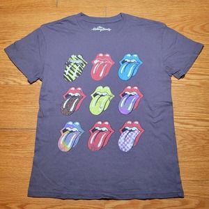 Rolling Stone Logo T Shirt Gray Short Sleeve Men's Size Small Tongue and Lips
